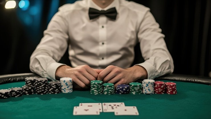 Pengguna menikmati permainan Live Casino dengan dealer langsung melalui perangkat seluler